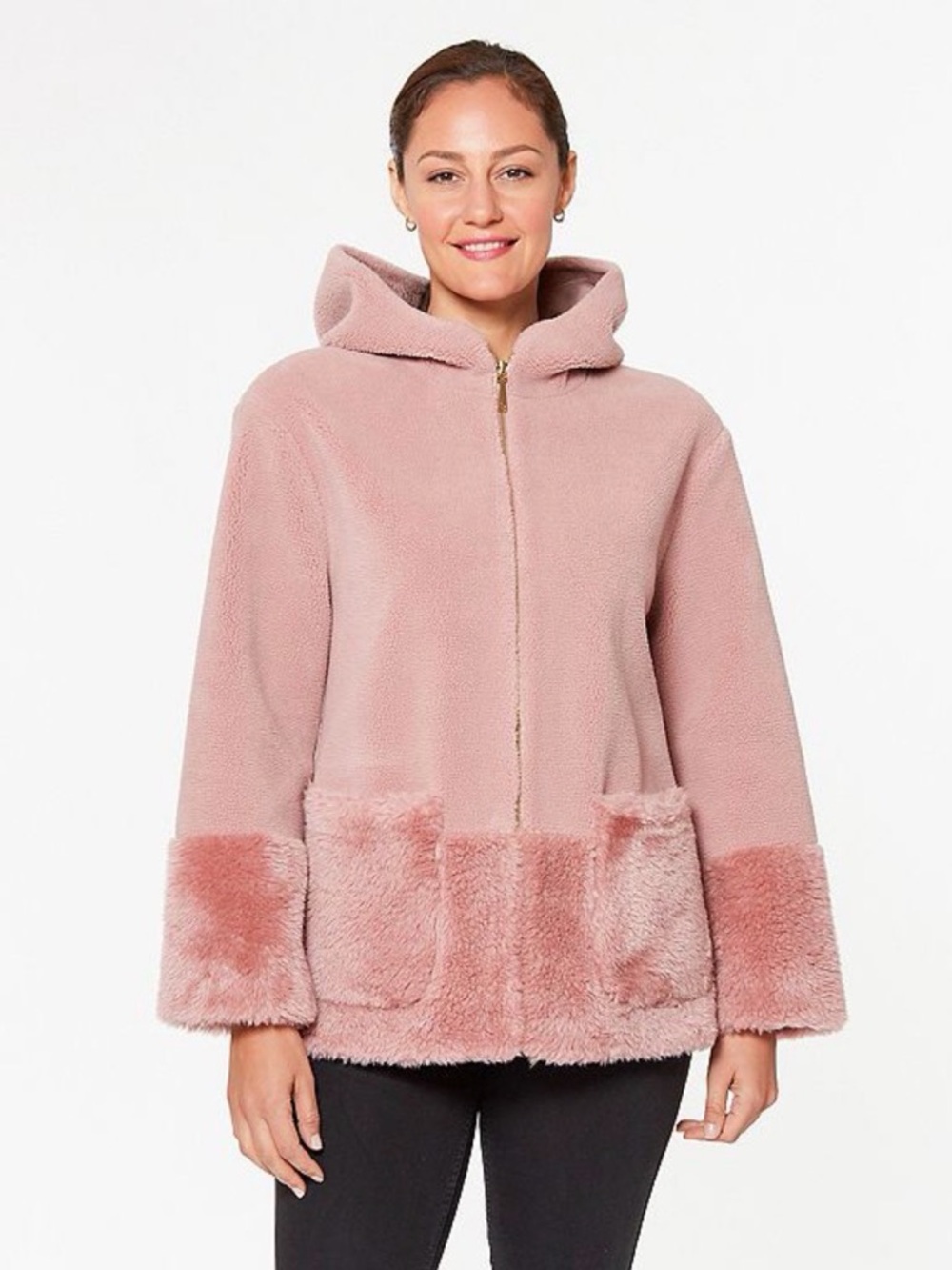 Koolaburra by UGG Pink Teddy Faux Fur Hooded Jacket – Women’s Large